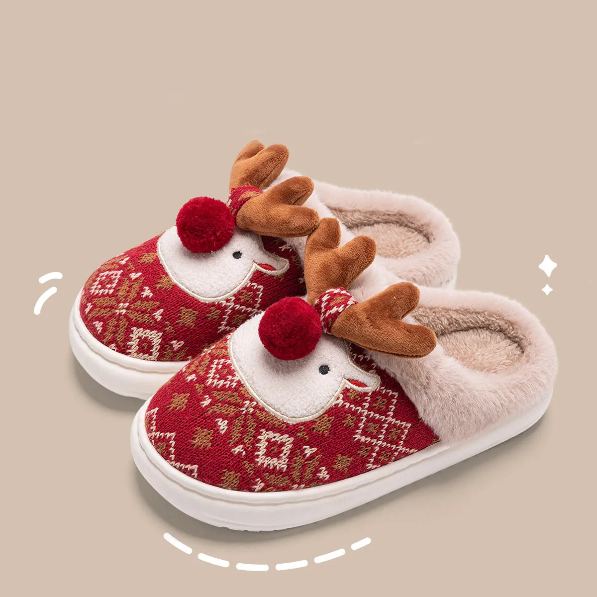 Adorable Reindeer Plush Slippers – Embrace the Magic of Christmas Comfort!