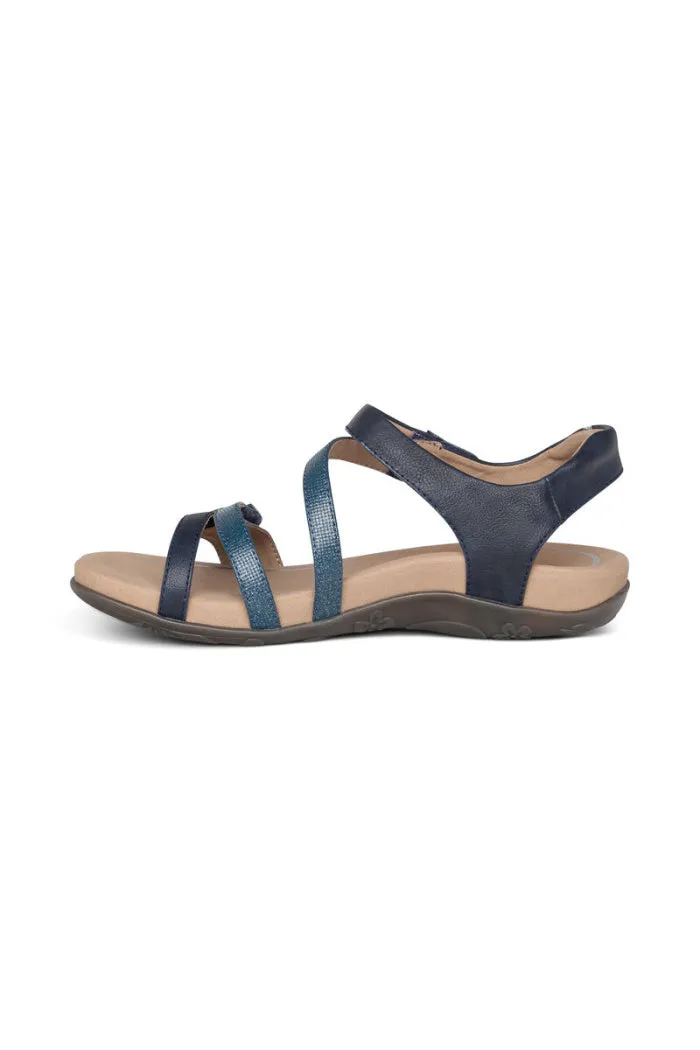 Aetrex Jess Adjustable Quarter Strap Sandal in Navy