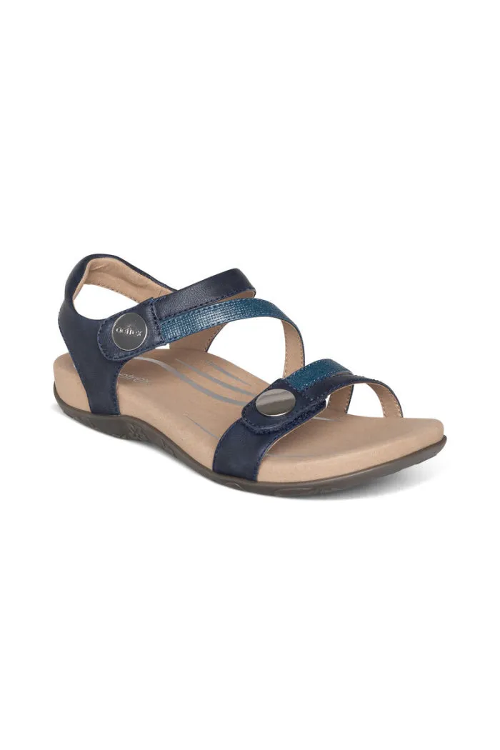 Aetrex Jess Adjustable Quarter Strap Sandal in Navy