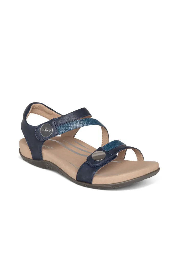 Aetrex Jess Adjustable Quarter Strap Sandal in Navy