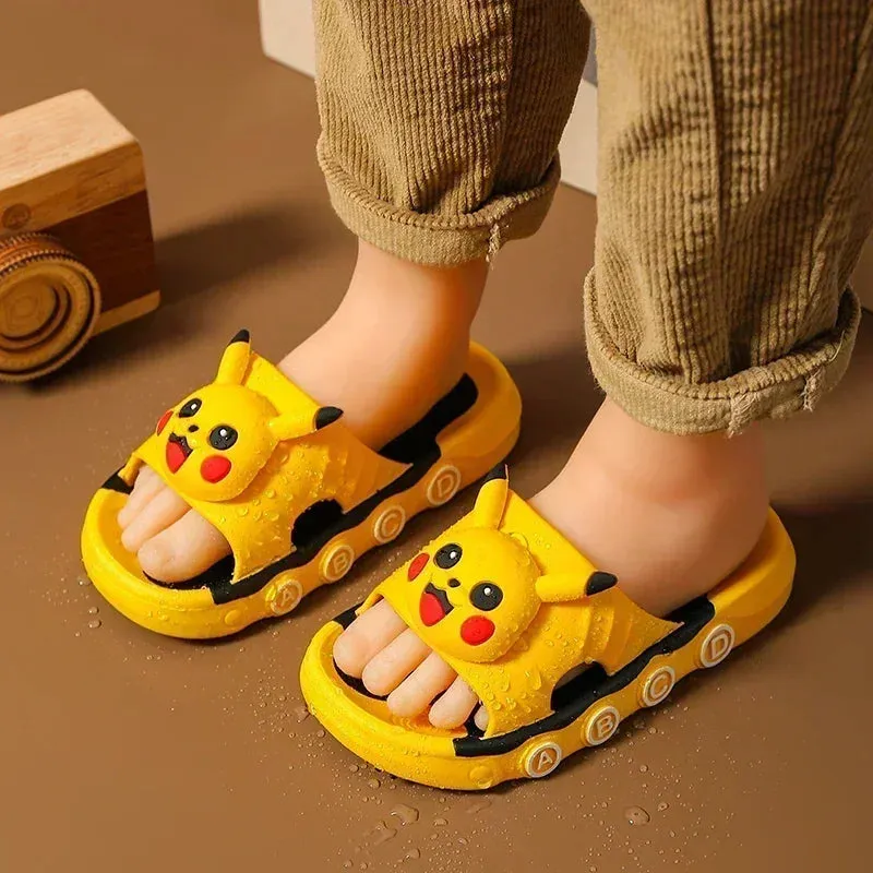 Aged 2-16 Children Slippers Kids Summer Cartoon Beach Shoes Boys Girls Schoolchild Soft Sole Non-Slip Bathroom Indoor Home Shoes