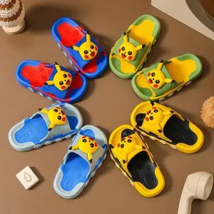 Aged 2-16 Children Slippers Kids Summer Cartoon Beach Shoes Boys Girls Schoolchild Soft Sole Non-Slip Bathroom Indoor Home Shoes