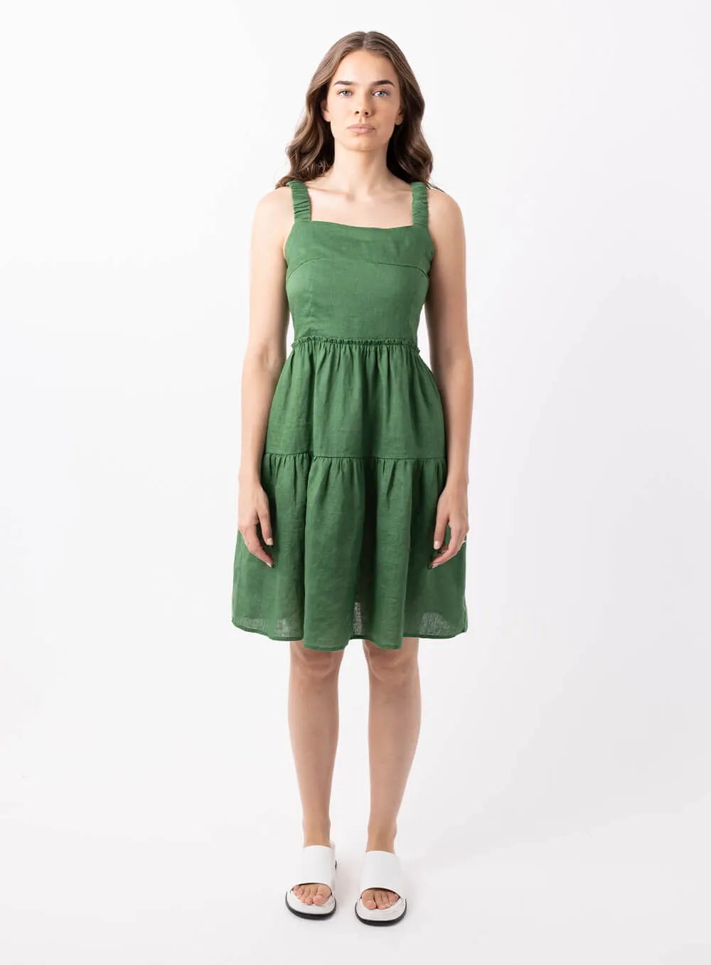 Aquila Linen Dress-OLIVE