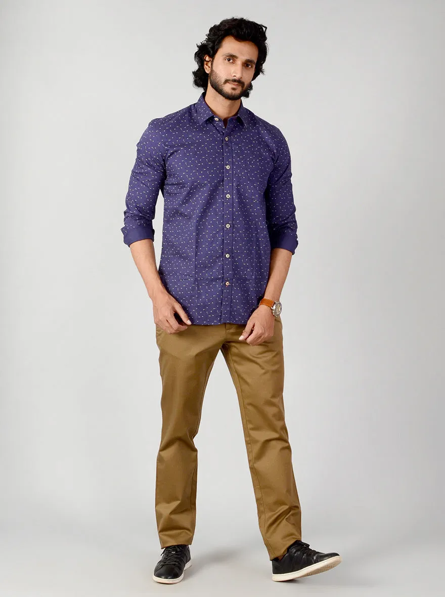 Astral Blue Printed Slim Fit Casual Shirt | JadeBlue