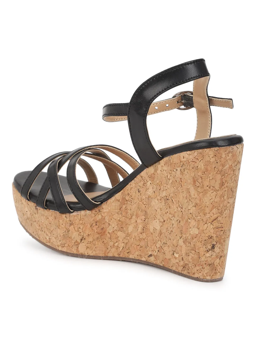 Black PU Buckle Wedges (TC-ST-011-BLK)