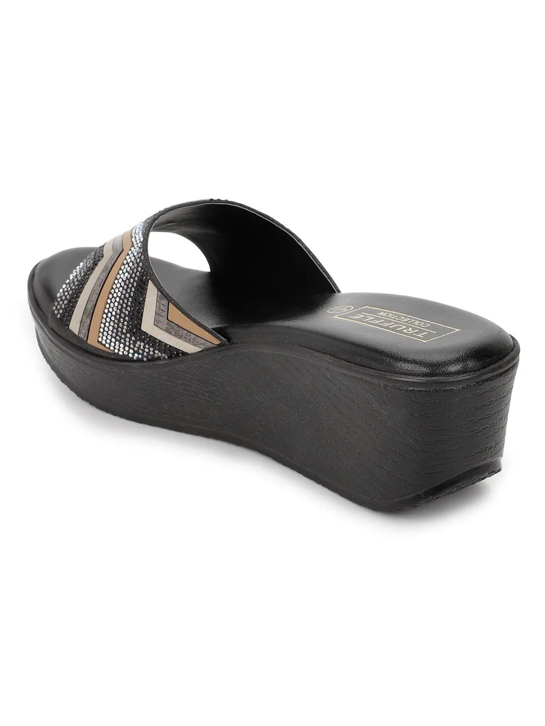 Black PU Slip-On Wedges (TC-SLC-232-BLK)