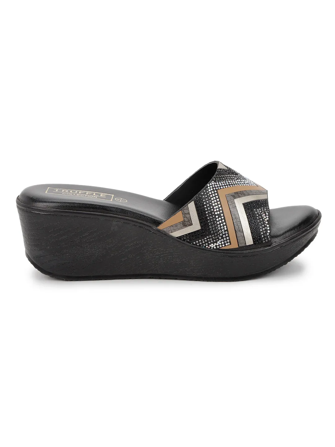 Black PU Slip-On Wedges (TC-SLC-232-BLK)