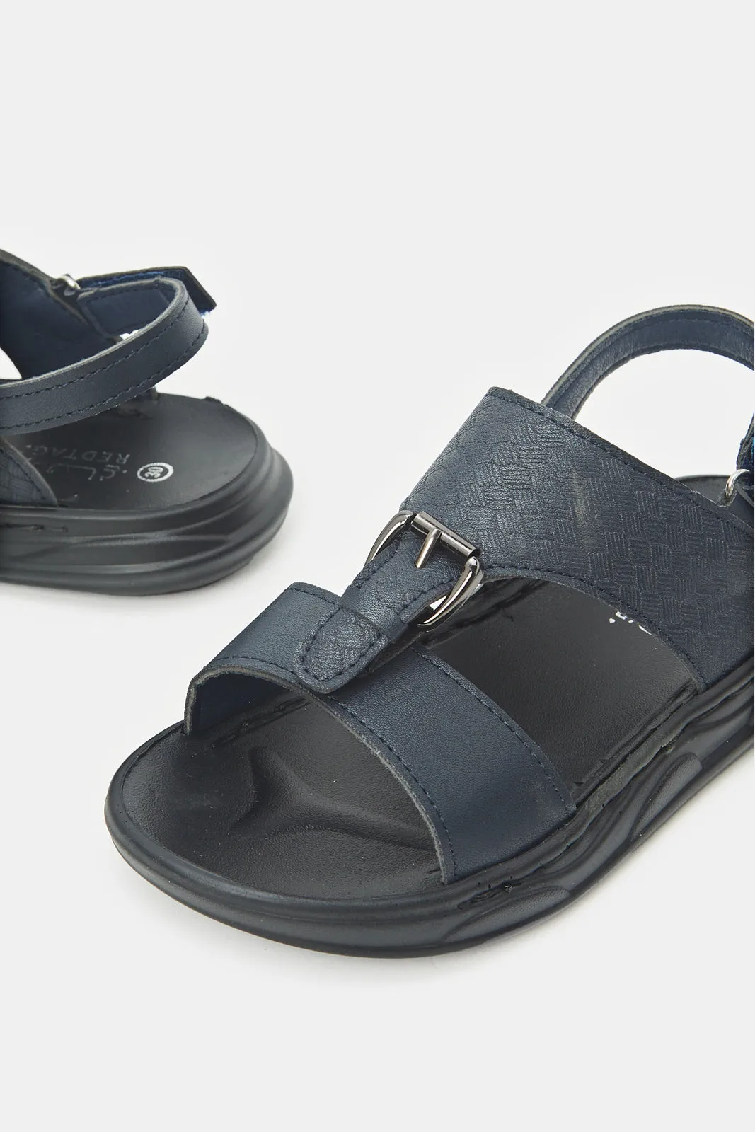 Boys Navy Traditional Sandal With Backstrap