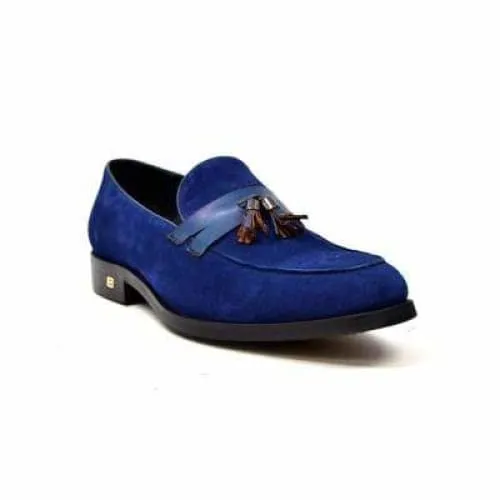 British Walkers Space Men's Navy Blue Suede and Leather Sophisticated Crepe Sole Loafers