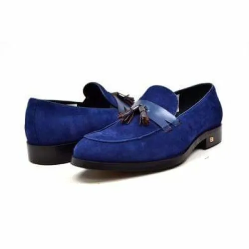 British Walkers Space Men's Navy Blue Suede and Leather Sophisticated Crepe Sole Loafers