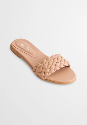 Britney Braided Design Slip On Sandals - Nude