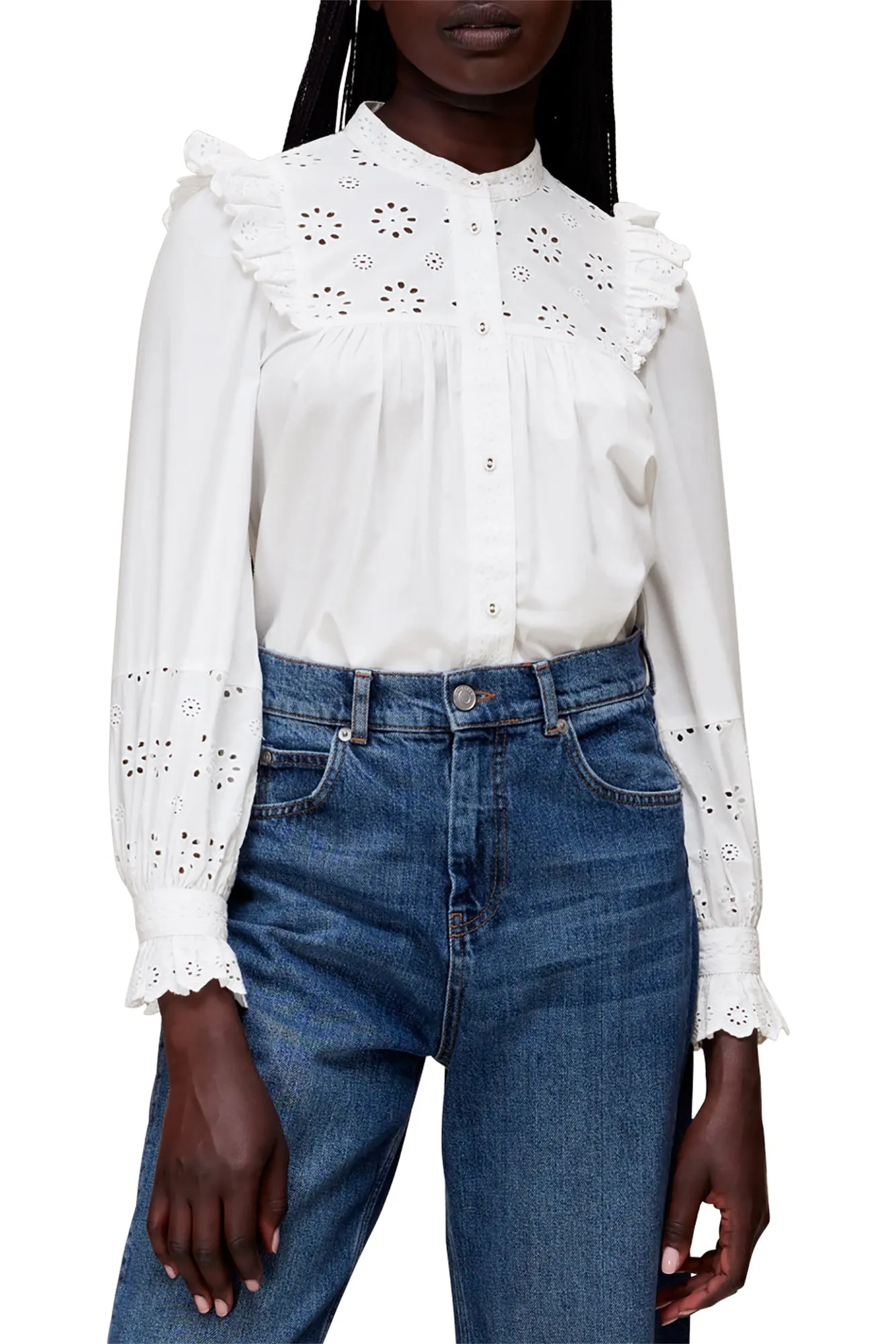 Broderie Frill Sleeve Top