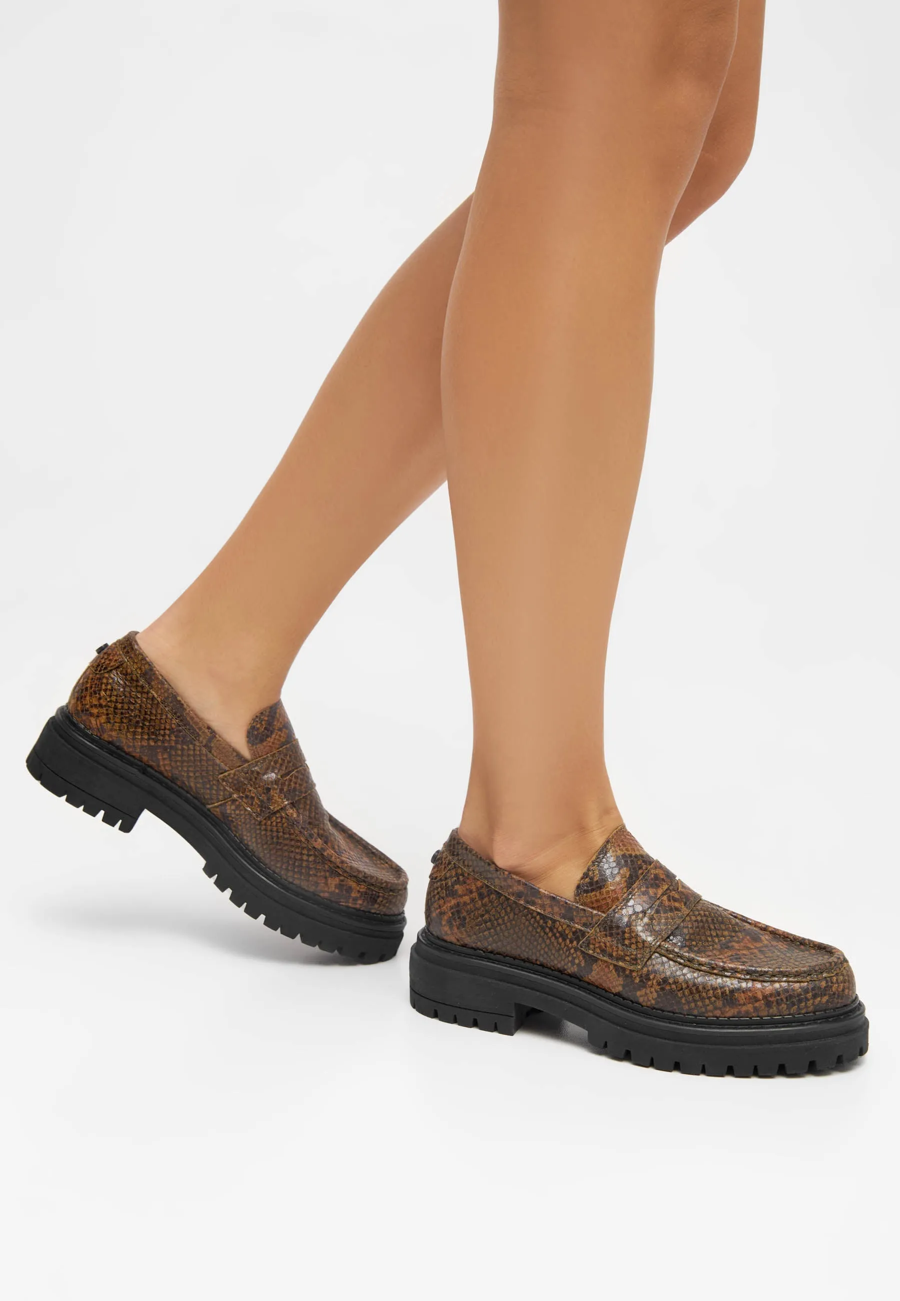 Cashannah Snake Leather Loafers