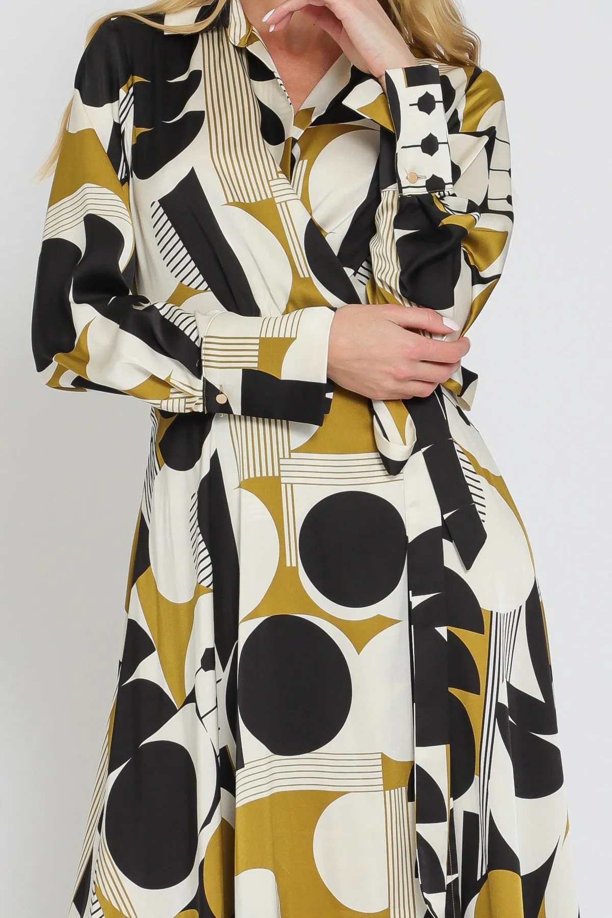 Celine Long Sleeve Abstract Wrap Maxi Dress