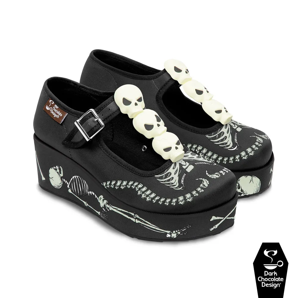 Chocolaticas® SKELETONS UNDER YOUR BED Women's Mary Jane Platform