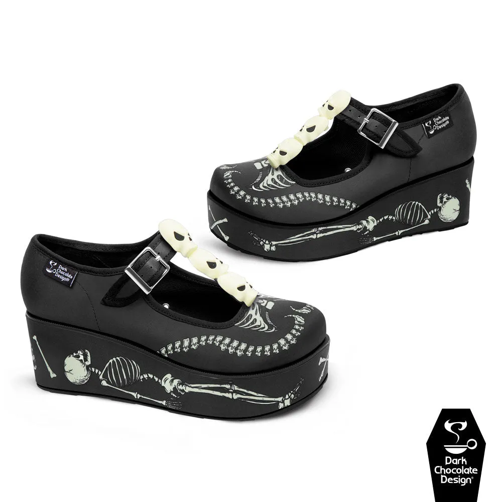 Chocolaticas® SKELETONS UNDER YOUR BED Women's Mary Jane Platform