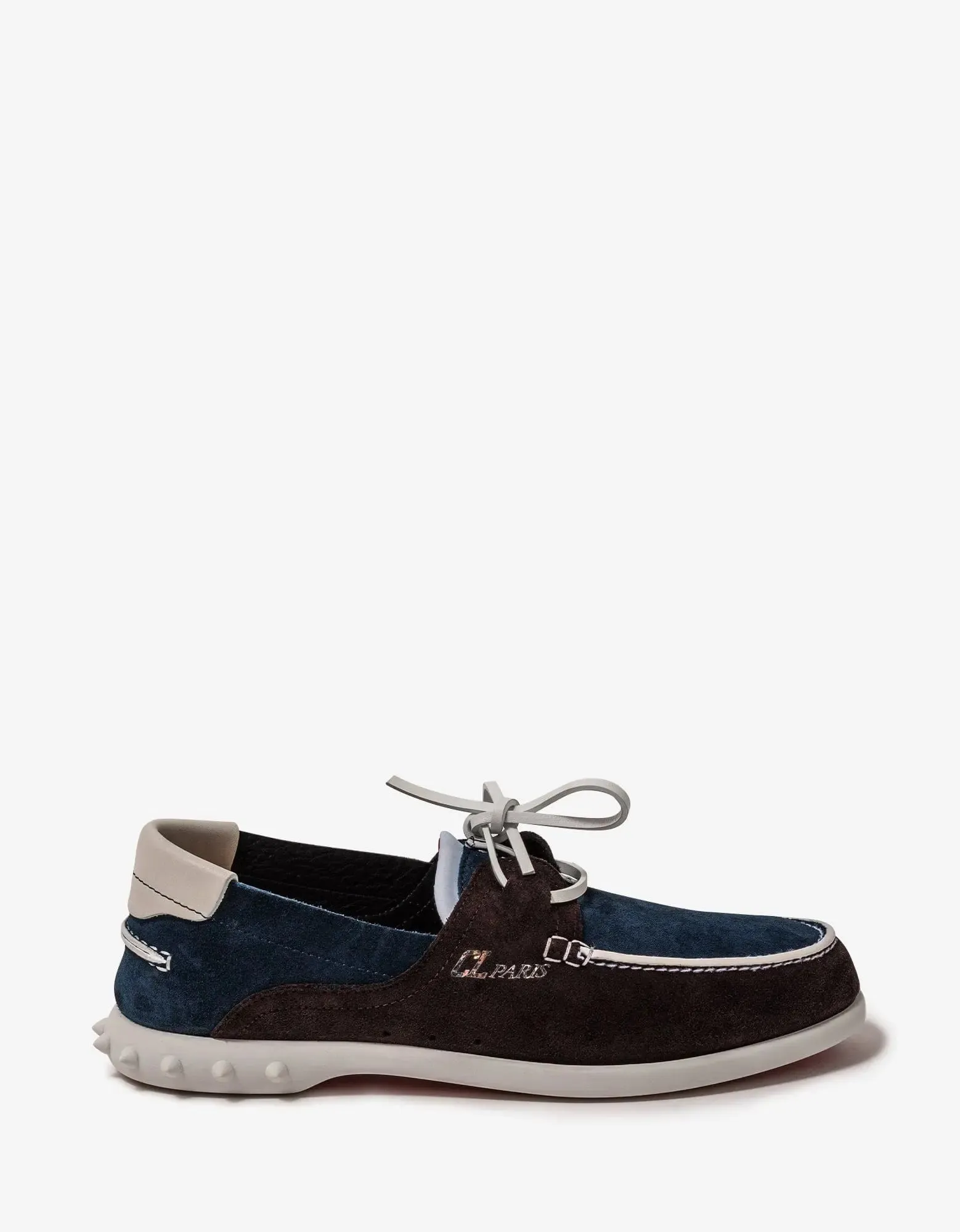 Christian Louboutin Geromoc Navy & Brown Suede Leather Loafers -