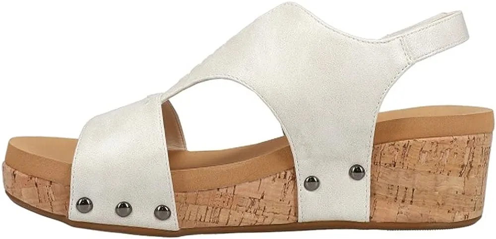 Corkys Women's Refreshing Wedge Sandal - White 41-0142