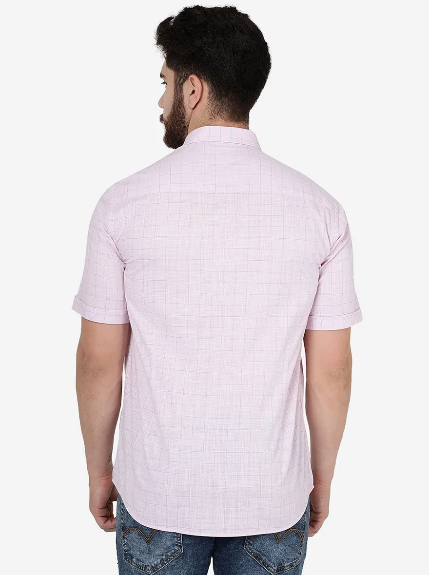 Cradle Pink Checked Slim Fit Semi Casual Shirt | JadeBlue