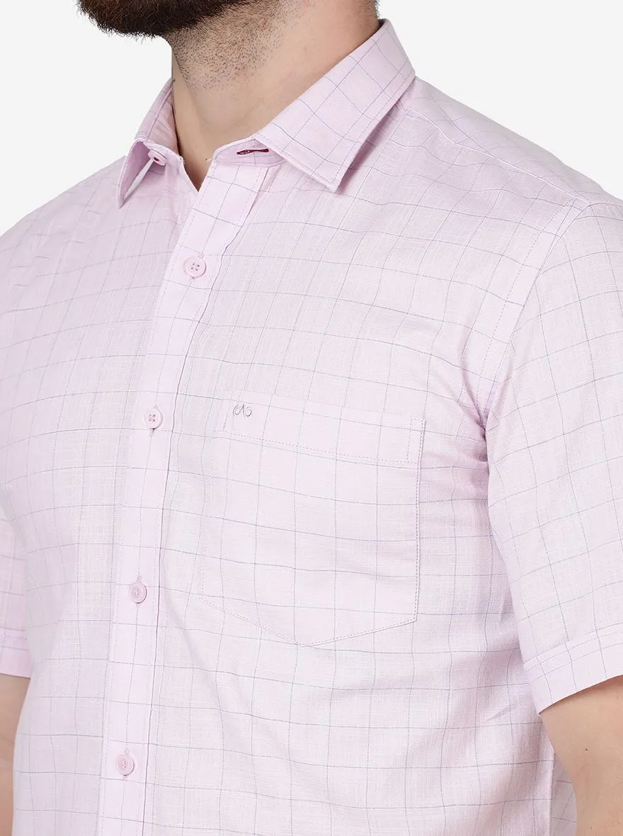 Cradle Pink Checked Slim Fit Semi Casual Shirt | JadeBlue