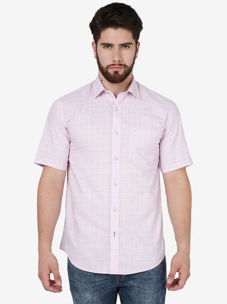 Cradle Pink Checked Slim Fit Semi Casual Shirt | JadeBlue