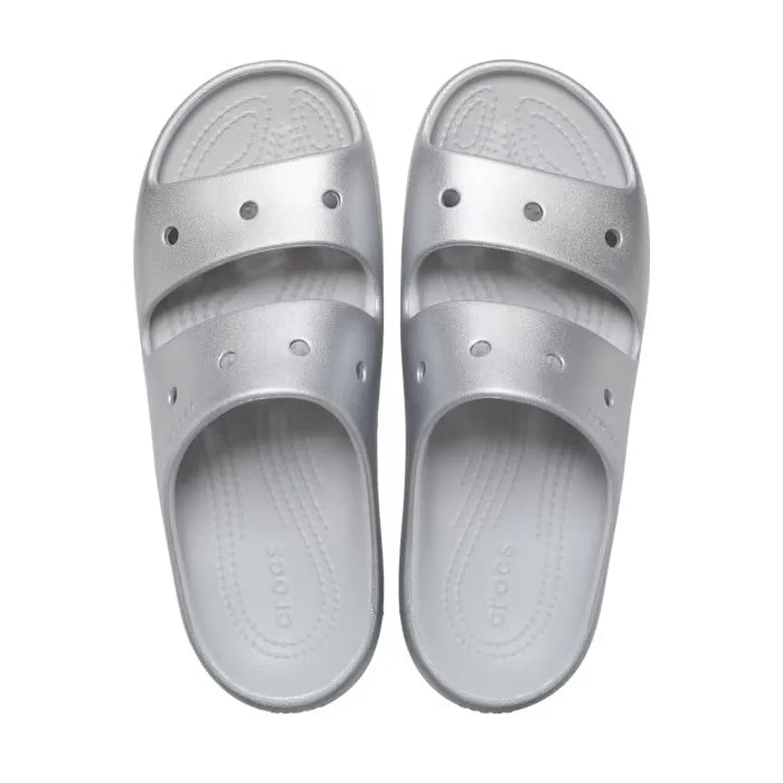 Crocs Metallic Silver Classic Sandal V2  Womens