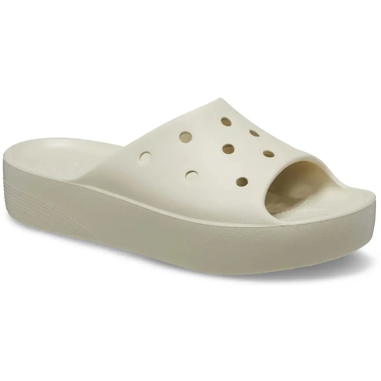 CROCS WOMENS CLASSIC PLATFORM SLIDE - BONE