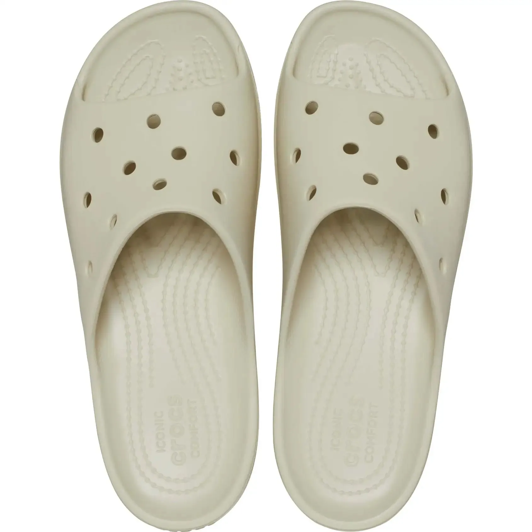 CROCS WOMENS CLASSIC PLATFORM SLIDE - BONE