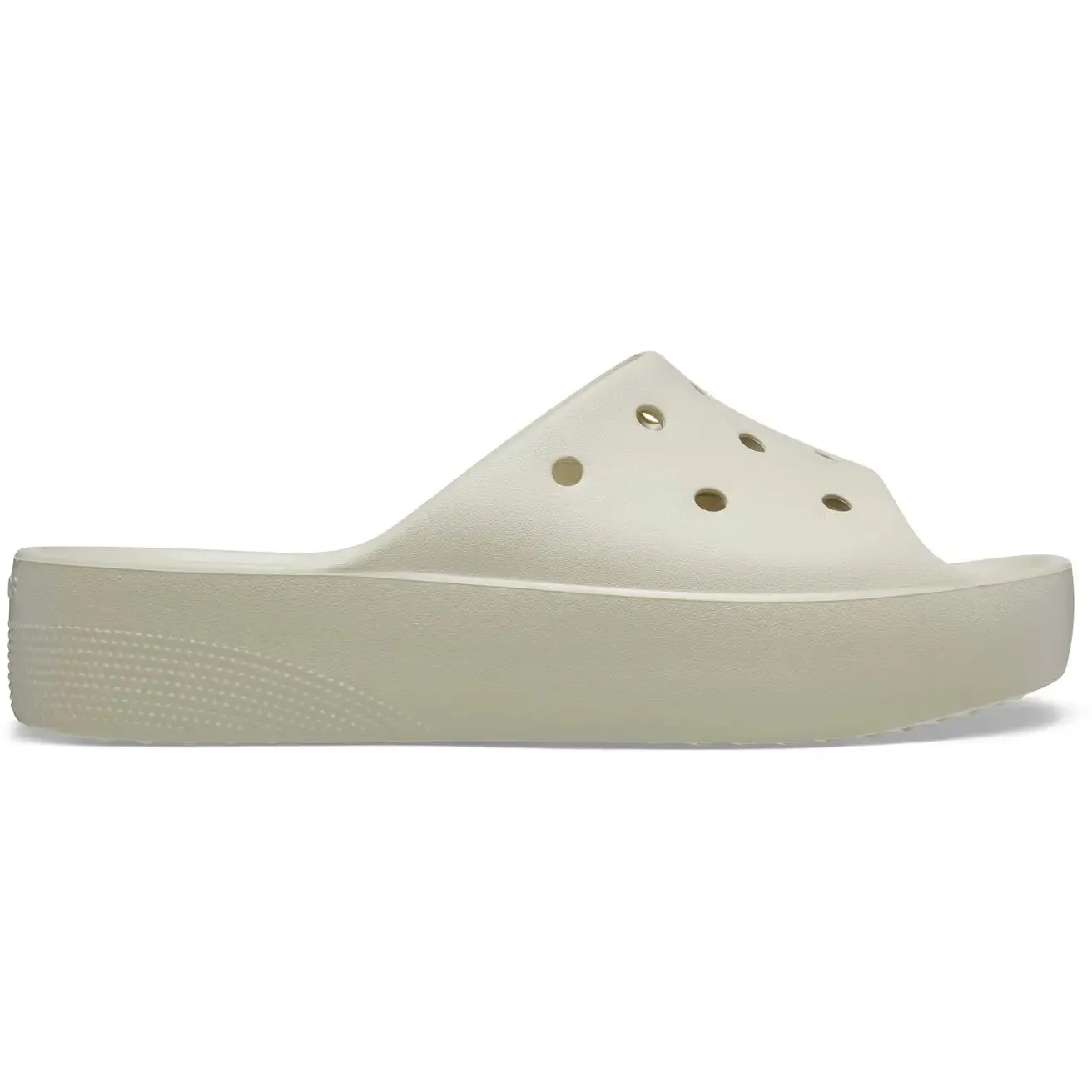 CROCS WOMENS CLASSIC PLATFORM SLIDE - BONE