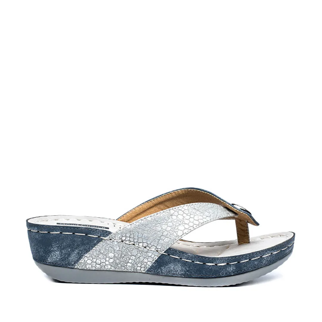 Dafni Blue Wedge Sandals