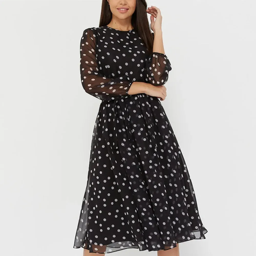 Dancing With Dots: Long Sleeve Dress for Your Inner Bohemian Goddess