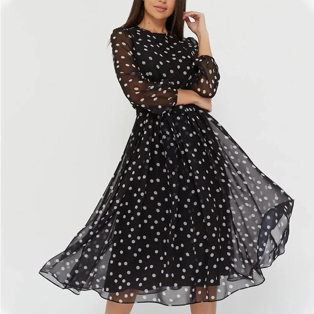 Dancing With Dots: Long Sleeve Dress for Your Inner Bohemian Goddess