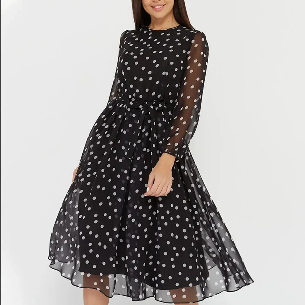 Dancing With Dots: Long Sleeve Dress for Your Inner Bohemian Goddess