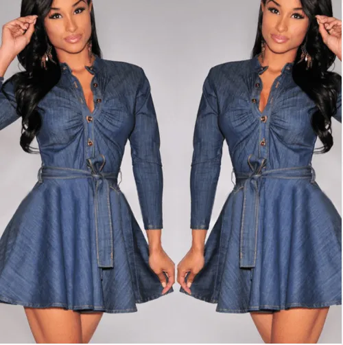 DENIM A-LINE MINI DRESS