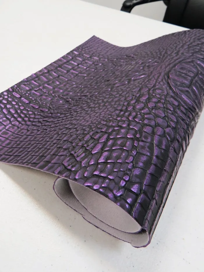 Disco Purple Metallic Caiman Gator Vinyl / 30 Yard Roll