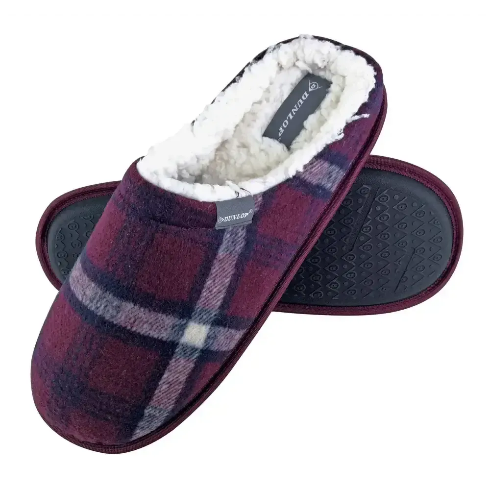 Dunlop - mens slippers - checkered 7179 (7 uk / red)