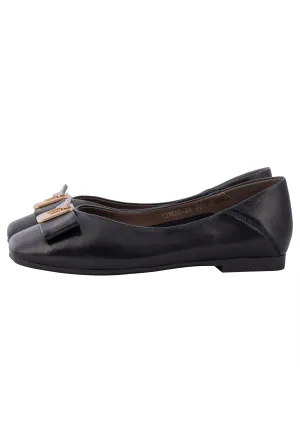 Elegant Bow Accent Ballerinas - Black