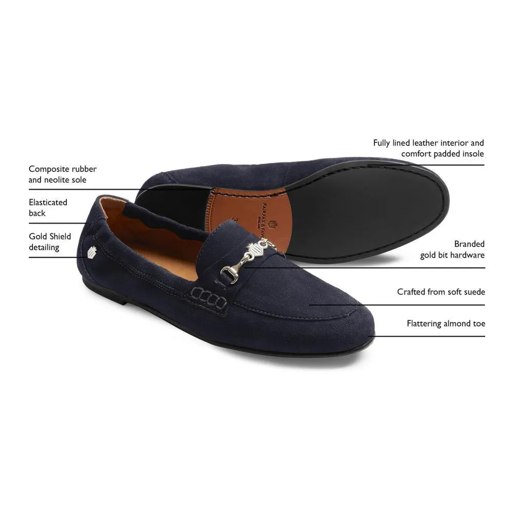 Fairfax & Favor Newmarket Ladies Suede Loafer - Navy