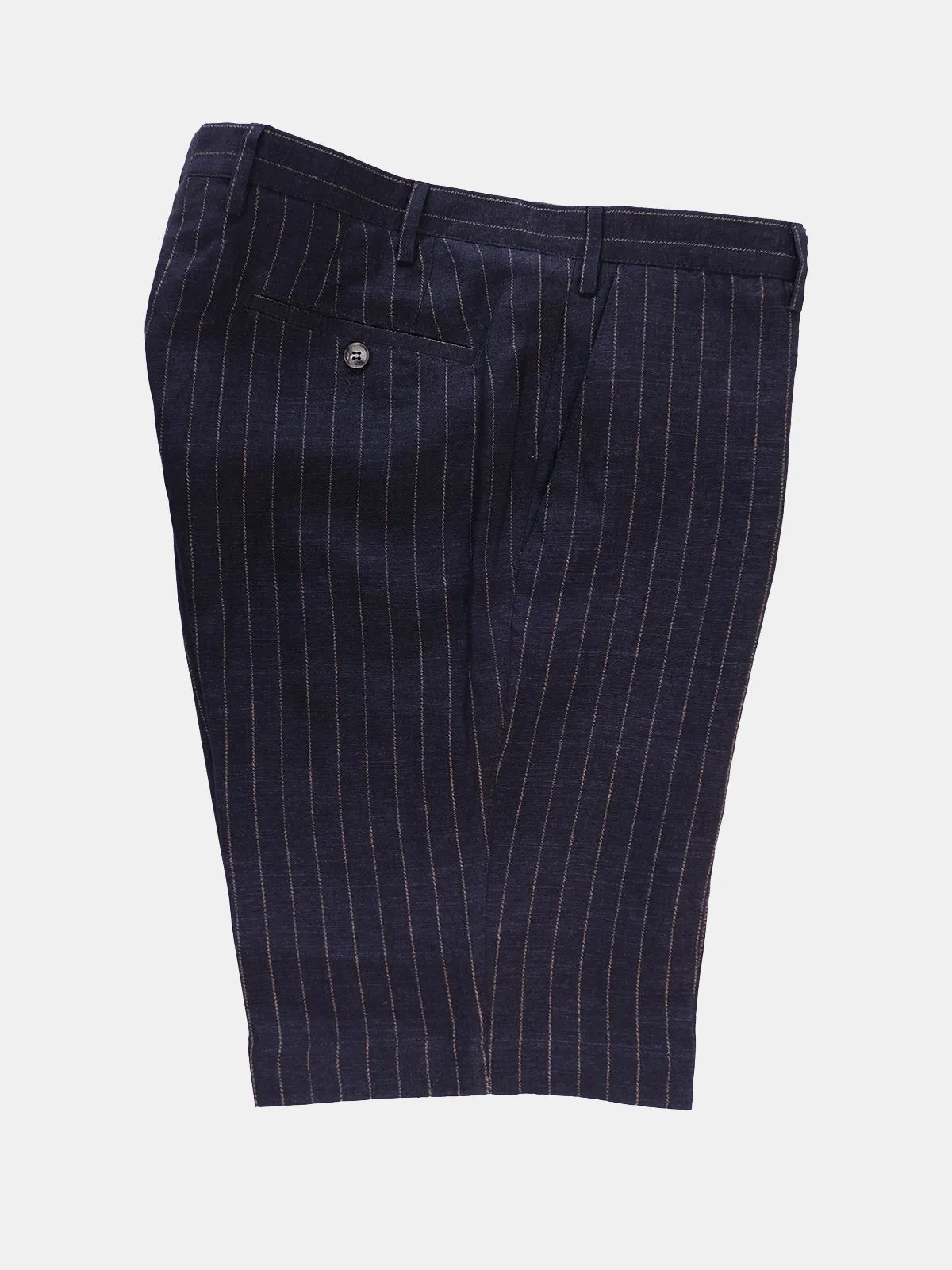 Fermo Shorts - Navy Linen Chalk Stripe