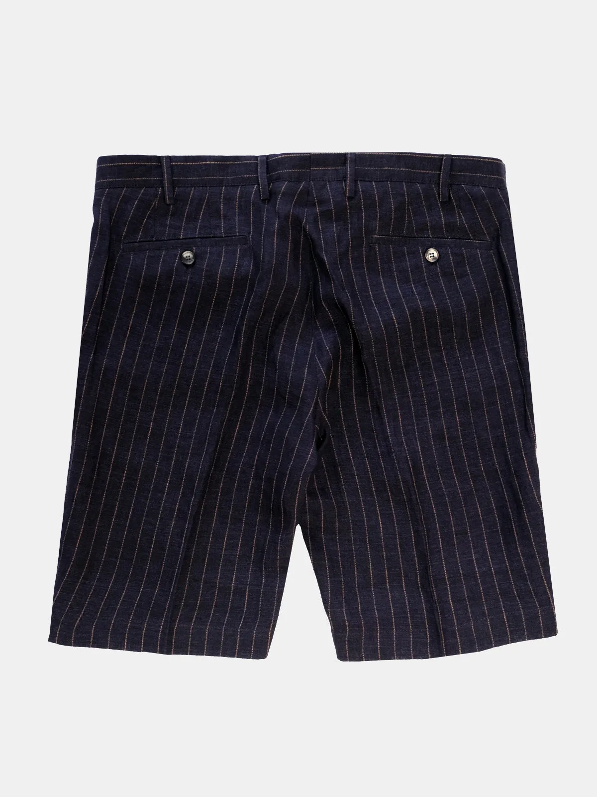 Fermo Shorts - Navy Linen Chalk Stripe