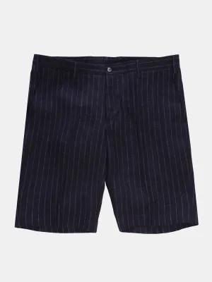 Fermo Shorts - Navy Linen Chalk Stripe