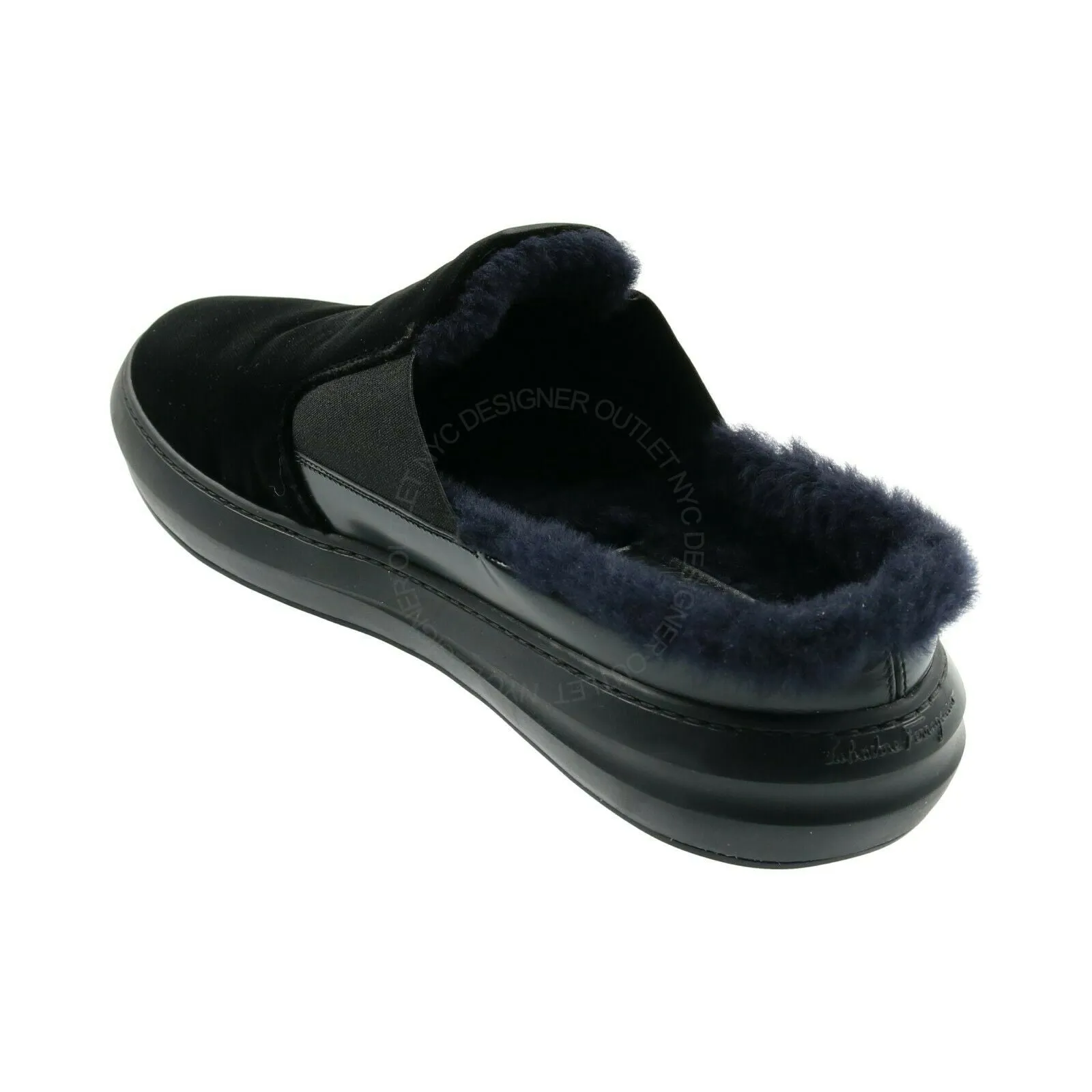 Ferragamo Douglas Velvet Fur Slippers