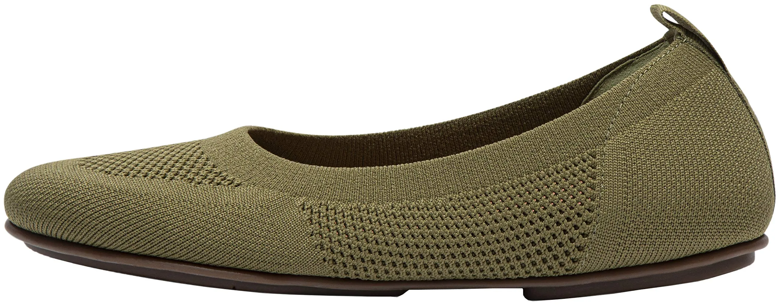 FitFlop Women's Allegro Tonal Knit Ballerina Ballet Flat, Olive Green