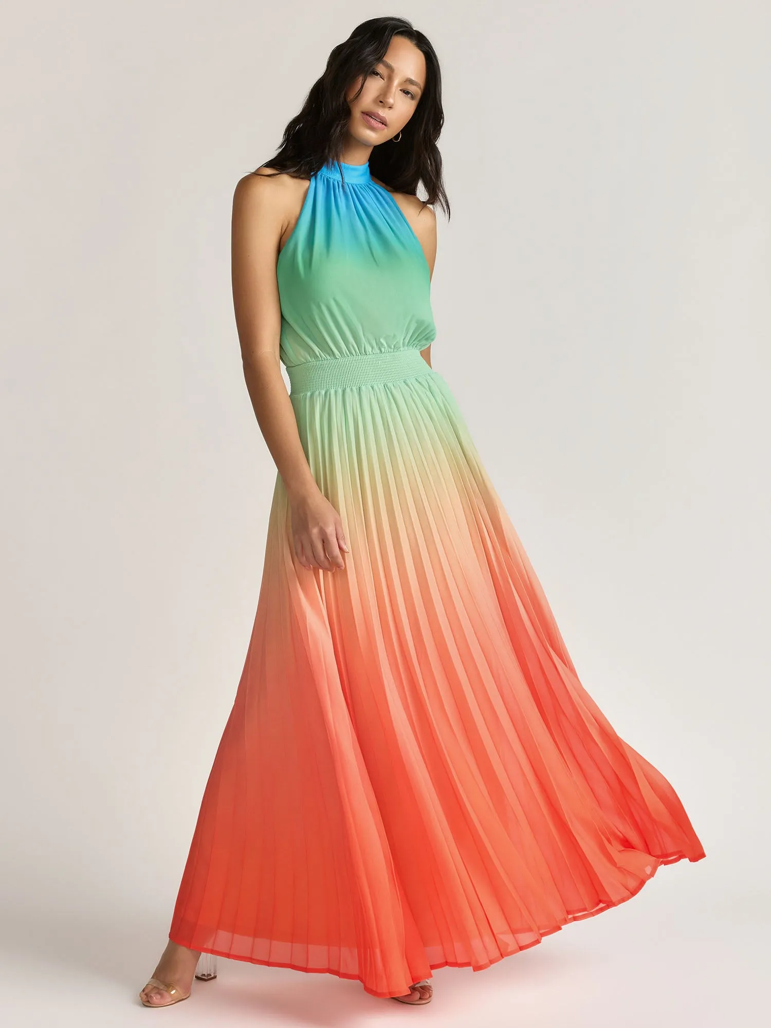 Flying Tomato Dip Dye Pleated Halter Neck Maxi Dress - Brands We Love