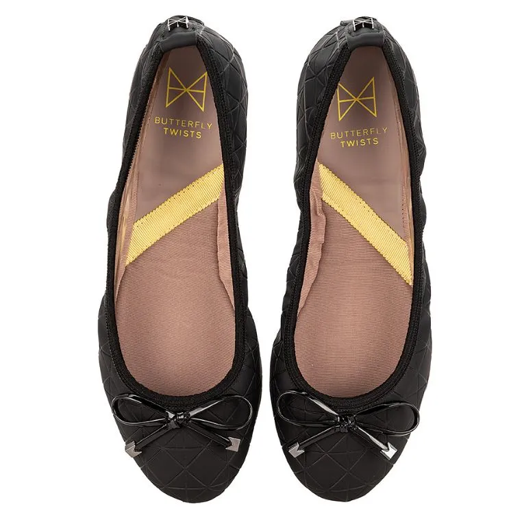 FRANKIE Ballet Flat Shoes - Black Rubber