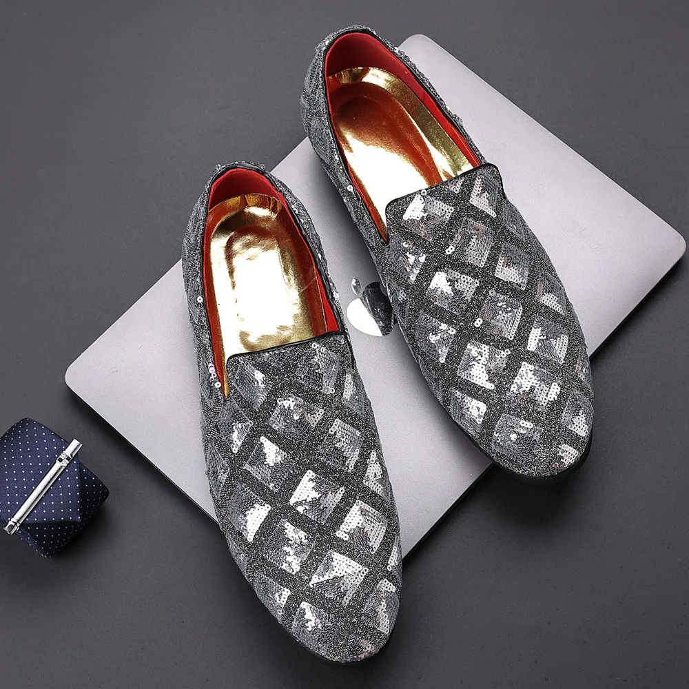 Geometric Sequins Loafers Shoes