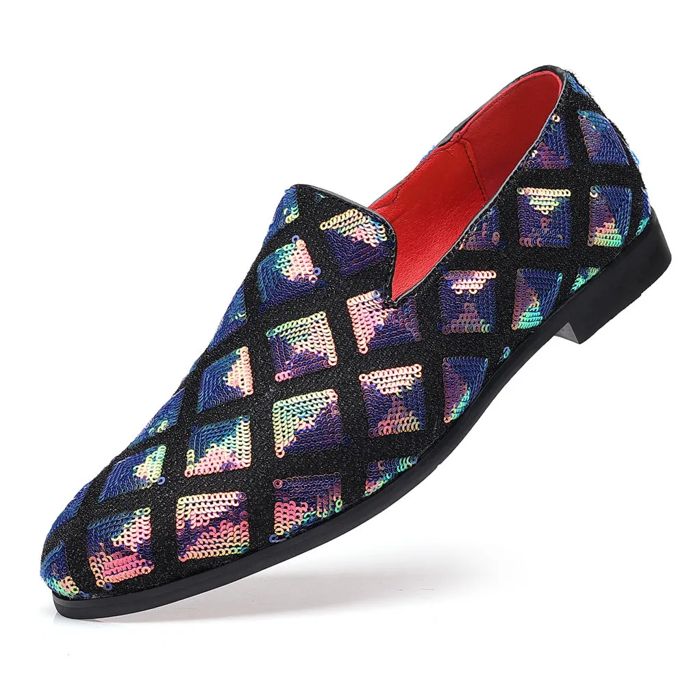 Geometric Sequins Loafers Shoes