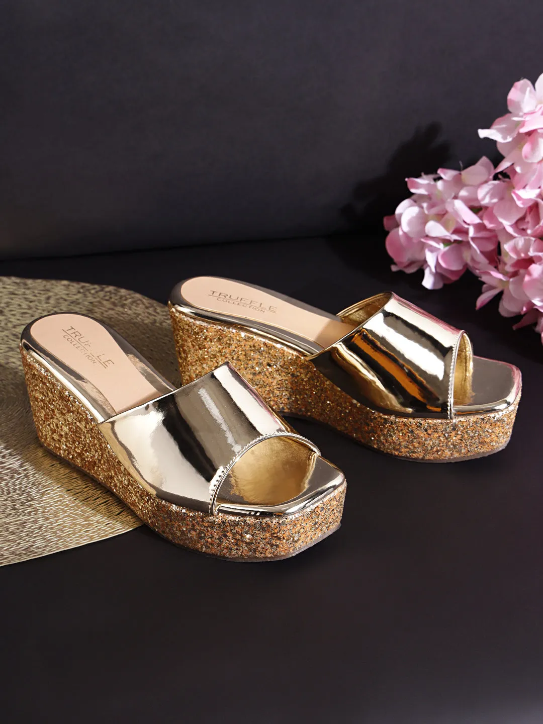 Gold Patent Slip-On Wedges (TC-ST-010-PGLD)