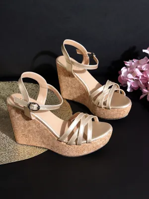 Gold PU Buckle Wedges (TC-ST-011-GLD)