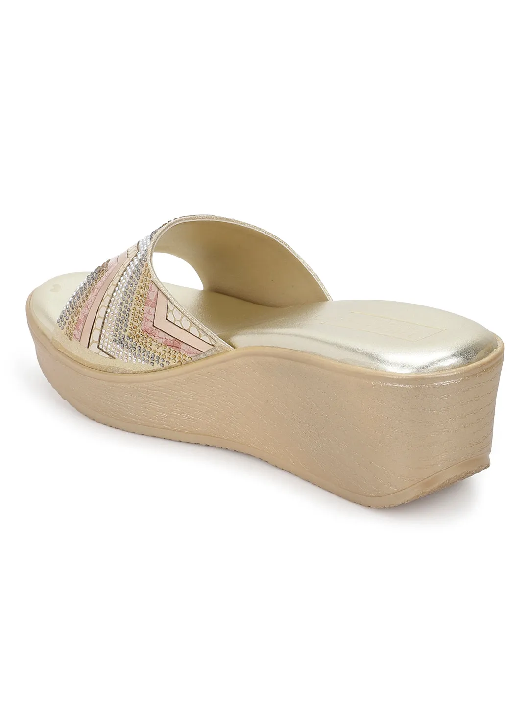 Gold PU Slip-On Wedges (TC-SLC-232-GLD)